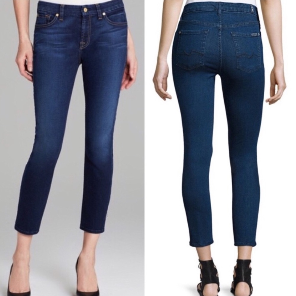 7 For All Mankind "The Kimmie" Straight Leg Cropped Denim Jeans